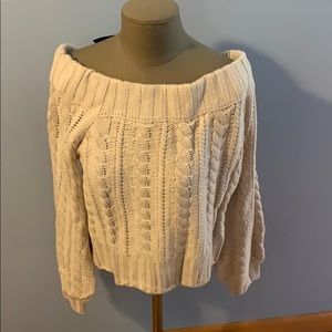 Off the shoulder white sweater with tags